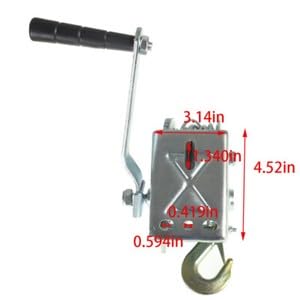#US 800lbs Hand Winch Hand Crank Strap Gear Winch ATV Boat Trailer with 26ft Cable