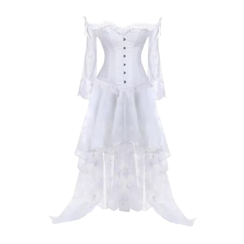 Corset serré en dentelle blanc grande taille 6XL avec shorty assorti