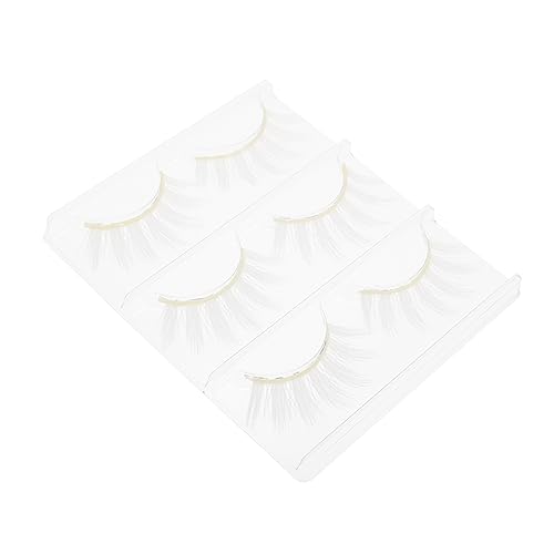 Beatifufu コスプレ用つけまつげ ホワイト マスカレードまつげ 仮面舞踏会用メイクアップまつげ 自然な長さ女性に 夜の外出やイベント用 6個セット