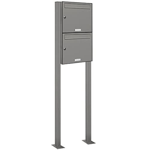 AL Briefkastensysteme 2er Standbriefkasten in Aluminiumgrau RAL 9007 als 2...
