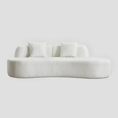 Image of LEGACY OF COMFORT Castillon 82 inch Modern Curved Upholstered Sofa with Pillows Ivory