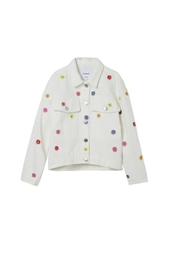 Veste Desigual pour fille en jean avec broderies et motifs colorés