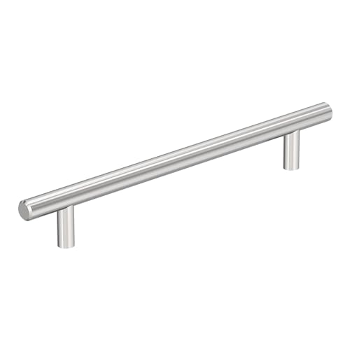 Image of Amerock 7 inch Bar Pulls Polished Chrome Drawer Pull | 7 inch (178mm) Center-to-Center Mounting Distance and 9-3 /8 inches Overall Length, Durable Carbon Steel Cabinet Hardware