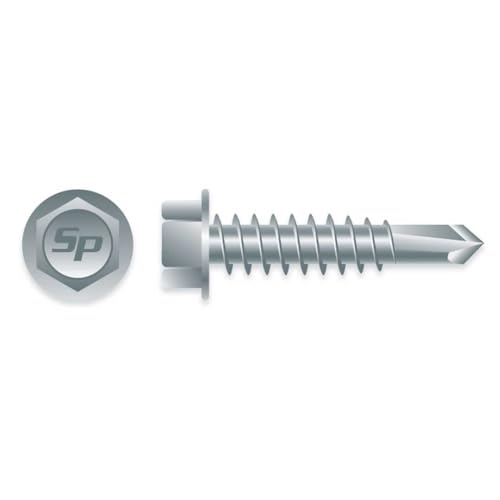 (1500) 12-14 x 4 Self Drilling / Tapping TEK 3 Unslotted Indented Hex Washer Head Steel Zinc Plated Siding Screw #137735