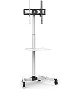FITUEYES Support TV roulettes Blanc pour Ecran de 32 à 60 Pouces Chariot TV Mobile avec Plateau H...