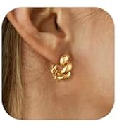 Robaice Gold Chunky Earrings for Women Hypoallergenic Dangle Earrings for Women Trendy Dangle Ear...