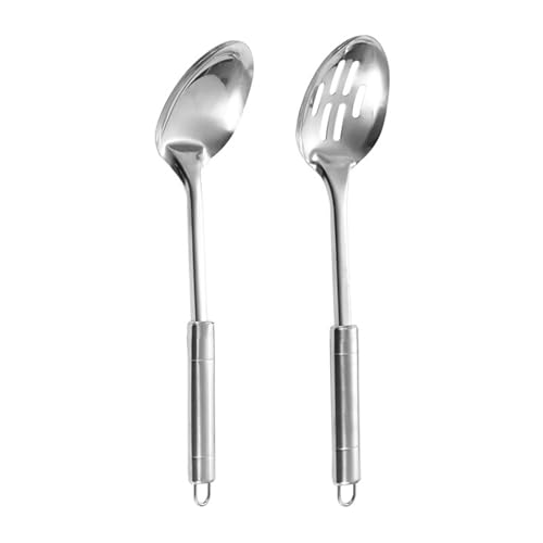 Stainless Steel Cooking Spoons Set - Large Slotted Serving Spoon, Mixing & Stirring Utensils, Perfect for Home or Restaurant