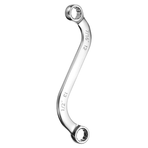 sourcing map 7/16 x 1/2 12-Point S-Style Box Wrench Double End S-Shaped Wrench Chrome Plated Alloy Steel S Box Wrenches for Home Auto Bike Repair Machine Maintenance, Silver
