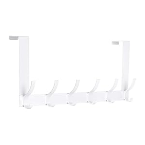 Over The Door Hooks, Door Hanger Hooks for Hanging, Over The Doors Towel Racks for Bathroom with 12 Coat Hook, Coat Rack Bathroom Accessories（1 Pack, White）