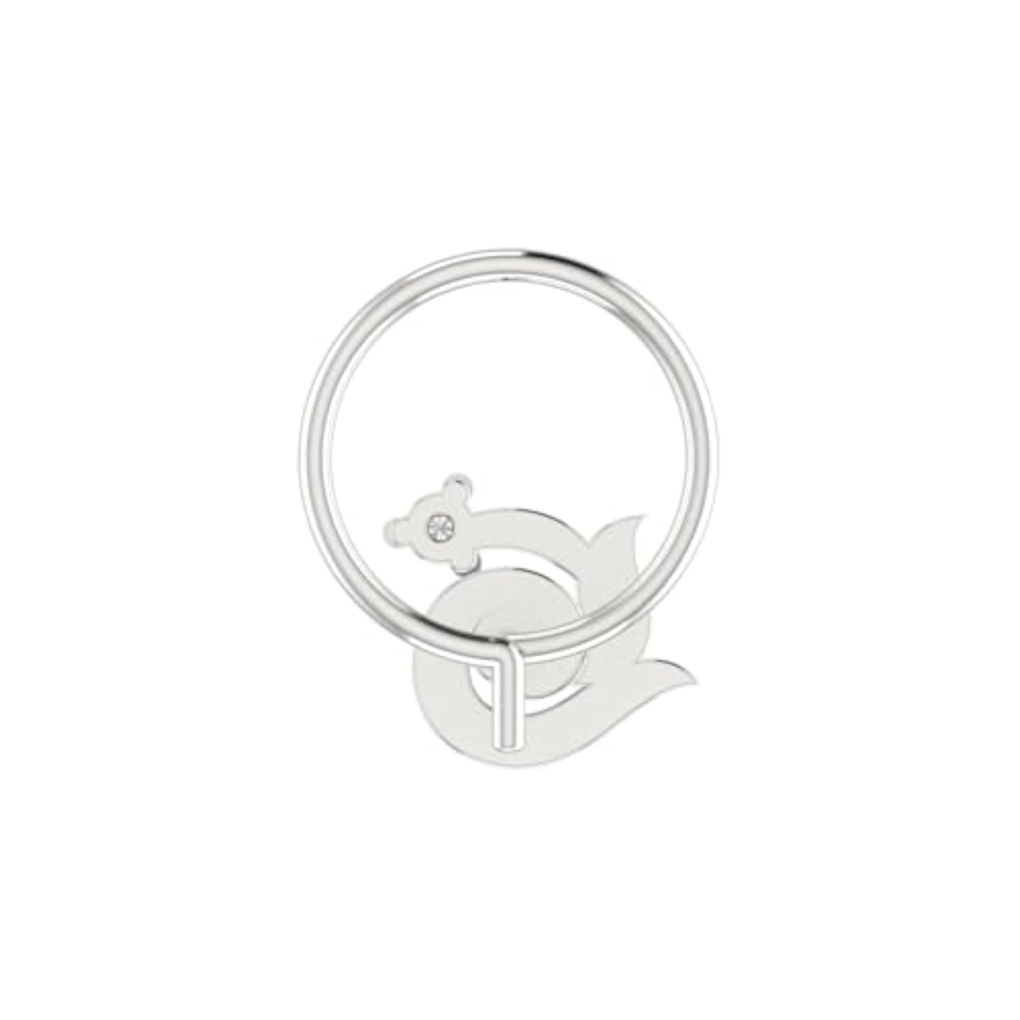Women's 14Kt White Gold Stud Nosering, Elegant