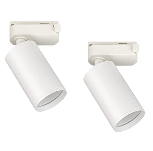 Popp Foco Portalámparas carril en Monofasico GU10 hasta máx 10W Blanco (Bombilla no incluida) orientable interior moderno (Pack 2 unidad, Blanco)