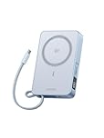 UGREEN MagFlow Qi2 25W 10000mAh Battery Pack Power Bank with MagSafe, Built-in Cable Magnetic Wireless Charging, 30W USB-C Fast Charging, Portable Charger Compatible with iPhone 17/16 Pro Max/15/14/13