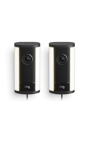 Image of Ring Spotlight Cam Pro, Plug-in (newest model), Home or business security, Retinal 4K with wide-angle video, 10x Enhanced Zoom, and 600 Lumen Spotlights, 2-pack, Black