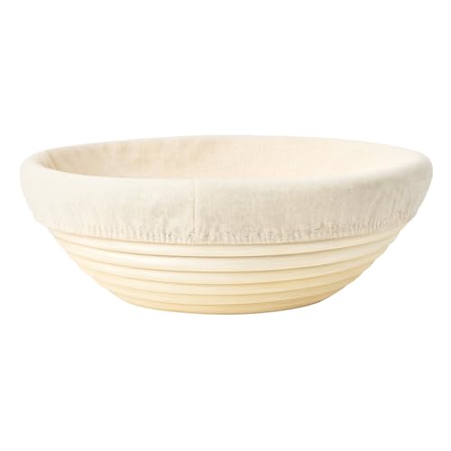 Saint Germain Bakery Premium Round Bread Banneton Basket with Liner - Perfect Brotform Proofing Basket for Making Beautiful Bread (8 inch)