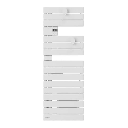 Radiateur sèche-serviettes électrique connecté Wifi Nefertiti - 500W - Mât à gauche - Blanc carat