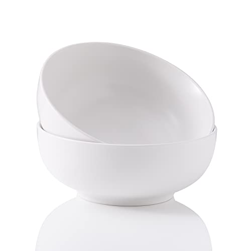 Kanwone Large Serving Bowls - 52 Ounce, Porcelain Salad Bowls, Pasta, Soup Bowls, Set Of 2, Serving Dishes For Entertaining, Microwave And Dishwasher Safe, Matte White #TOP5