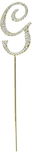 Unik Occasions Sparkling Collection Crystal Rhinestone Monogram Cake Topper - Letter G, Small, Gold