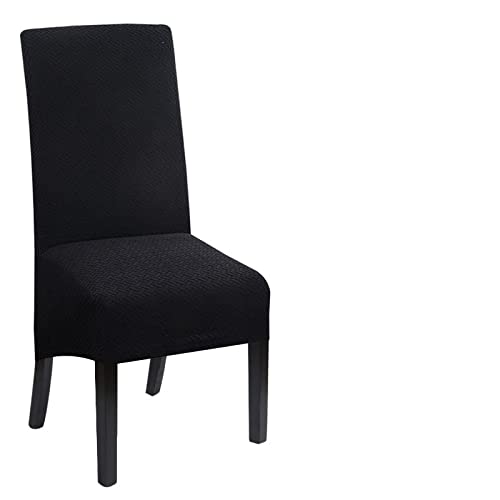 Jacquard Extra Large Dining Chair Cover Stretch Spandex Elastic Long Back Chair Slipcover Case For Chairs Kitchen Banquet,Type 1 Black,8 Pcs #TOP5