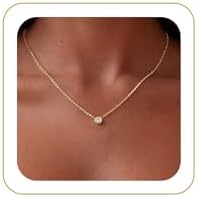 Tewiky Diamond Necklaces for Women, Dainty Gold Necklace 14k Gold Plated Long Lariat Necklace Simple Gold CZ Diamond Choker Necklaces for Women Trendy Gold Necklace Jewelry Gifts