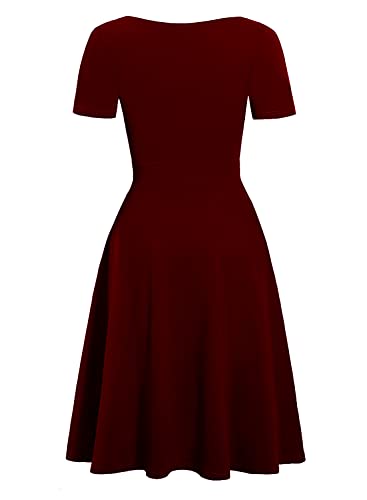 Image of Women's Elegant Vintage Dresses Knee Length Casual Floral Print Work Party Peter Pan Collar A-Line Dress with Pockets 978