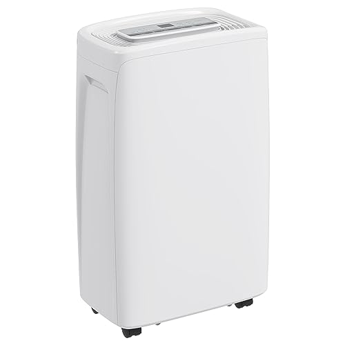 HOMCOM Deshumidificador Eléctrico 12L/Días Depósito de Agua 1,5L Deshumidificador Silencioso con 4 Modos 2 Velocidades Ruedas Pantalla LED Temporizador para 10 25 m² Blanco
