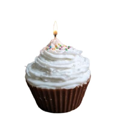 Cupcake Candle Set (Pair) – Vanilla Scented Soy Wax Candle with Dark Brown Base, White Cream Frosting & Colorful Toppings, Decorative Dessert Candle for Home Décor & Gifting-image-19