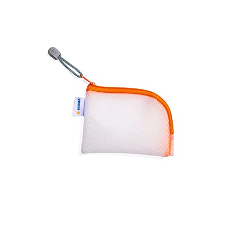 HERMA 20253 Zip Pocket Travel Case A7 Transparent Orange, Small Lockable Transparent Pocket with Zip