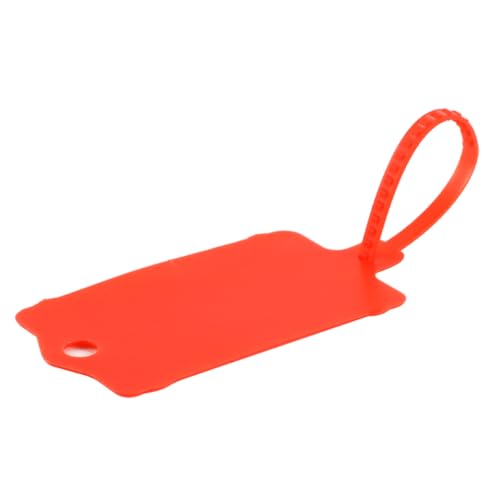 Enwye 50 Stück Blanko-Etiketten Aus Wasserdichtem Kunststoff, Etiketten, Siegel, Schlüsselaufbewahrung, Markierungsbänder, Zum Aufhängen, Wiederverwendbar, Beschreibbar, Mit Kabelbinder, Rot