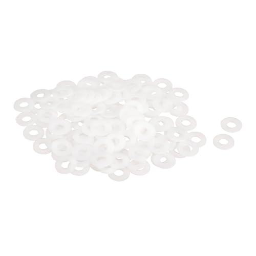 uxcell 120Pcs M5 Nylon Flat Washers 5mm ID 12mm OD 1mm Thick Plain Washer Grommets Plastic Sheet Gasket Fastener Sealing Spacer Gasket Ring, White