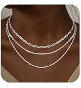 Bouzilli Gold/Silver Necklaces Stack For Women, 14K Gold/Sterling Silver Plated Layered Choker Ne...