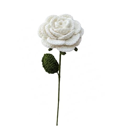 Image of Prapti Handicrafts Handmade Crochet Rose Artificial Forever Flowers for Vase, Home Decoration (1, White Rose)