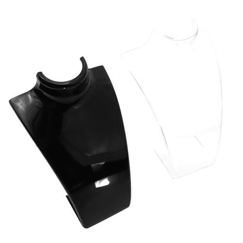 Healeved 2 piezas Soporte Exhibición Collares Modelo Acrílico Transparente y Negro Organizador Joyería para Collares y Chokers Estante Seguro y Versátil para Vitrinas y Mostradores