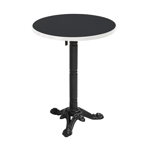 Oviala - Mesa redonda (60 cm, reclinable, color negro y plateado y pie negro),
