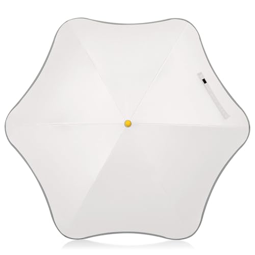 Yuiboo Paraguas blanco nieve para niños pequeños, paraguas de protección contra la lluvia, el sol y el viento con tira reflectante, paraguas reflectante para niños y niñas con mango de gancho de fácil