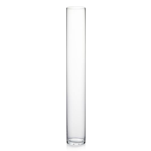 WGVI Quality Thick Weighted Tall Clear Cylinder Glass Vases, 4" W x 28" H, Flower Arrangement Floating Candle Holders Wedding Centerpieces Event Floral Container Floor Display Home Décor, 1 Piece
