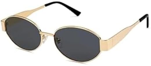 LEXIE LUIS Unisex Retro Oval Sunglasses for Women &amp; Men | Trendy Metal Sun Glasses Classic Shades | UV400 Protection