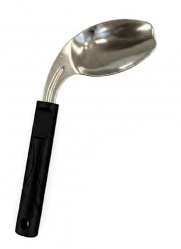Rehabilitation Advantage Angled Spoon for Left Hand – Lightweight Offset Adaptive Utensil for Arthritis, Parkinson's Tremors & Limited Mobility – Ergonomic Easy-Grip Handle, Stainless Steel