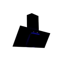 Cookology Essentials AEHBLUE90BK Extractor Hood 90cm - Angled Chimney Cooker Hood Wall Mounted - Blue LED Strip Lighting - 3 Speeds - Touch Controls - 371.5 m3/hr Air Flow - Black
