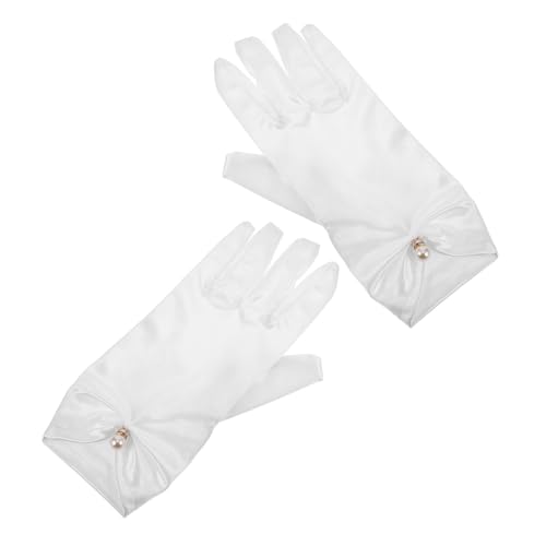 Homoyoyo Elegant Short Satin Wedding Gloves for Bride Vintage Style Bridal Gloves for Wedding Ceremony for Brides and Girls