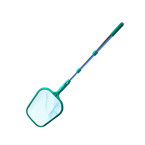 yeyeyo Pool Kescher mit Teleskopstange Kit PoolReinigung Skimmer Maschennetz & Verbessertes Einziehbares Aluminiumrohr Handkescher Skimmer für Dreck Blätter with Reinforced Frame Cover