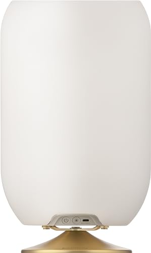 Kooduu Atmos Lampe d'Enceinte Portable - Lumière LED dimmable, Haut-Parleur Bluetooth sans Fil avec Support de Bouteille de vin intégré - Décoration d'intérieur et d'extérieur, Laiton