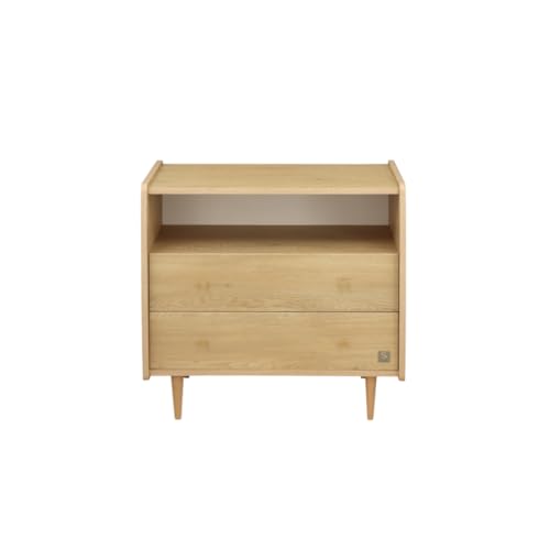 Sauthon Commode 2 tiroirs et 1 Niche décor chêne Vintage poignées dorées