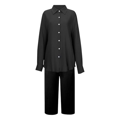 2 Piece Sets for Women Summer Short Sleeve Button Down Shirt and Capris Lounge Matching Set Vacation Beach Outfits Fashion4