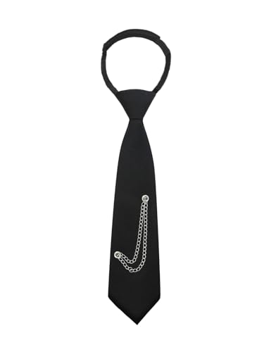 Image of LJBFNN Pre-Tied Ties for Women with Metal Chain, Uniform Shirt Accessory
