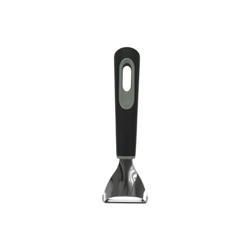 Fackelmann PRO Y-Peeler, pelapatate multifunzione, sbuccia cibo e verdure, testa in acciaio inox, manico in TPR, 19 x 5,5 x 2,2 cm, nero e grigio