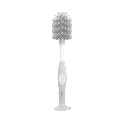 Image of Dr. Brown's Soft Touch No Scratch Baby Bottle Cleaning Brush, Cleaner & Suction Cup Base for Easy Storage, BPA Free, Gray