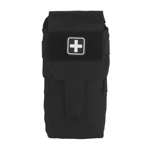 rabuu Botiquín Primeros Auxilios Vertical Pequeño, Bolsa Médica Táctica con MOLLE, Mochila Multifuncional Supervivencia Aire Libre For Actividades Equipo Juegos Tácticos, 10 X 20 Cm, Nailon(BLK)