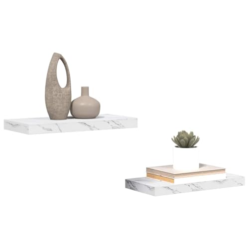 vidaXL Étagère Murale 2 pcs Marbre Blanc 50 x 23,5 x 4 cm, Étagère Murale, Design...