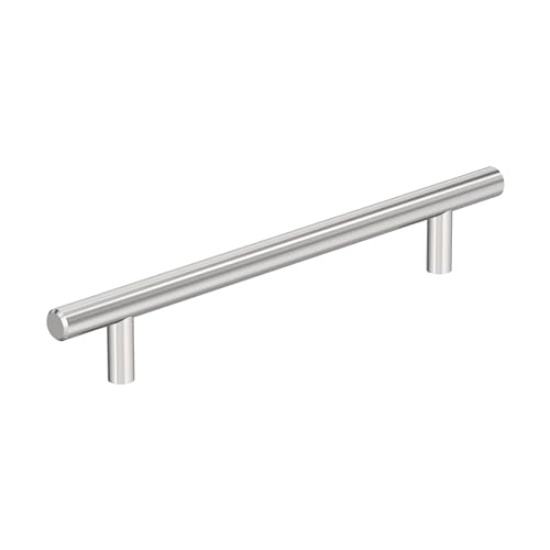 Image of Amerock 6-5 /16 inch Bar Pulls Polished Chrome Drawer Pull | 6-5 /16 inch (160mm) Center-to-Center Mounting Distance and 8-5 /8 inches Overall Length, Durable Carbon Steel Cabinet Hardware