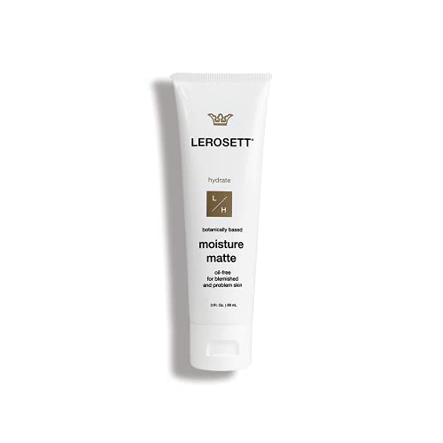 LEROSETT Moisture Matte Oil-Free Daily Hydrating Matte Moisturizer for Acne, Oily, & Sensitive Skin, Wonât Cause Pimples, Non-Greasy, Lightweight, Non-Comedogenic with Organic Aloe Vera + 5 Herbal Extracts 3 oz
